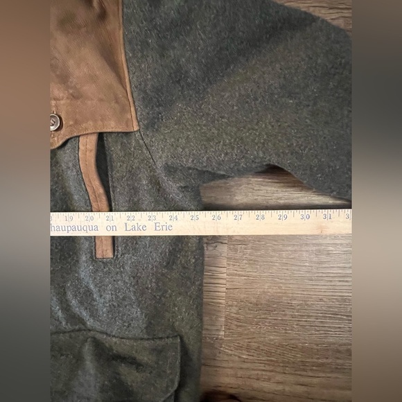 VTG WOOLRICH Size L Wool/Leather Mens Olive Field Jacket Coat Made in USA G10 - Picture 12 of 12